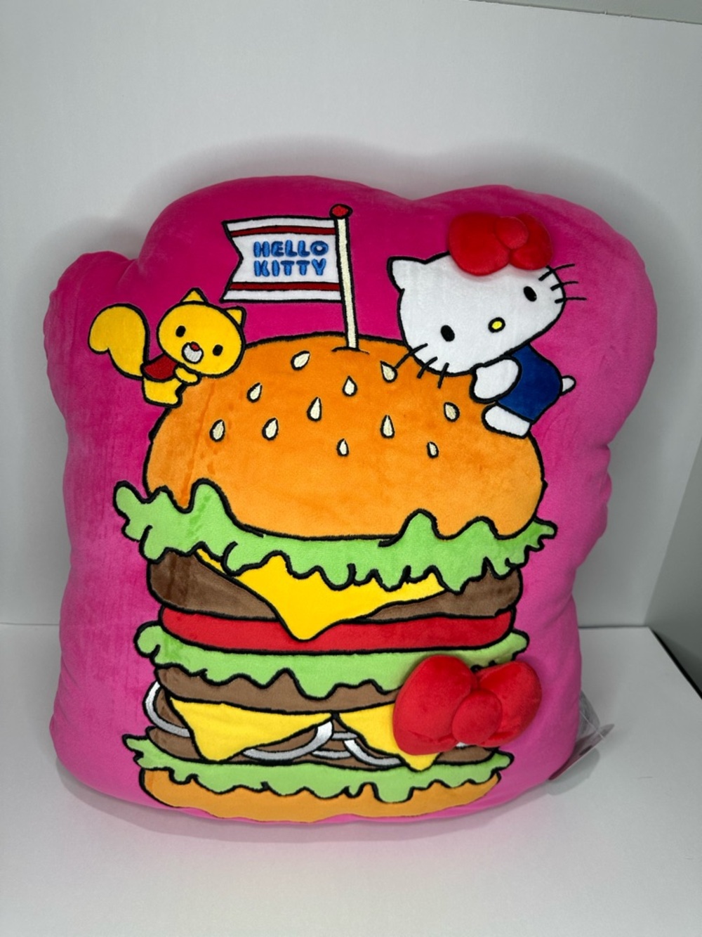 Hello Kitty Hamburger Plush Pillow Sanrio Pink Kawaii Cushion Cute Decor